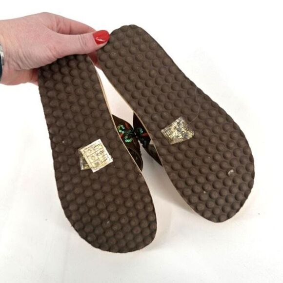 Skecher Cali Womens Beaded Slip On Flat Flip Flop Thong Sandals Brown Size 7 - Picture 5 of 6